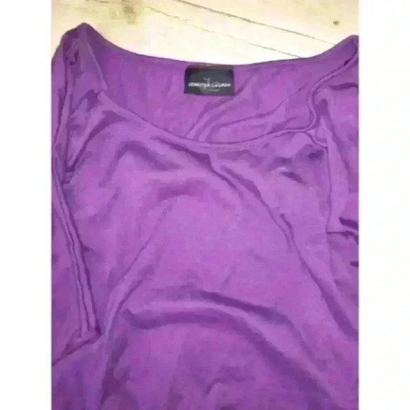 JENNIFER LAUREN Womans PURPLE Lightweight STRETCH Knit Shirt Top size Lg - Picture 3 of 3